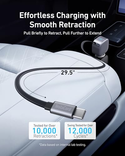 75W Retractable Car Charger and Wireless Charging Stand Bundle
