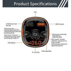 Car FM Audio Transmitter with USB Charging