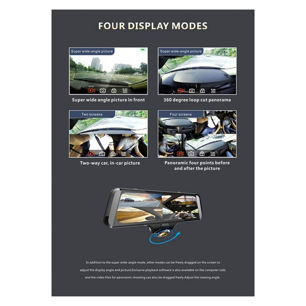 Panoramic Dash Recorder with Ten-Inch Touchscreen