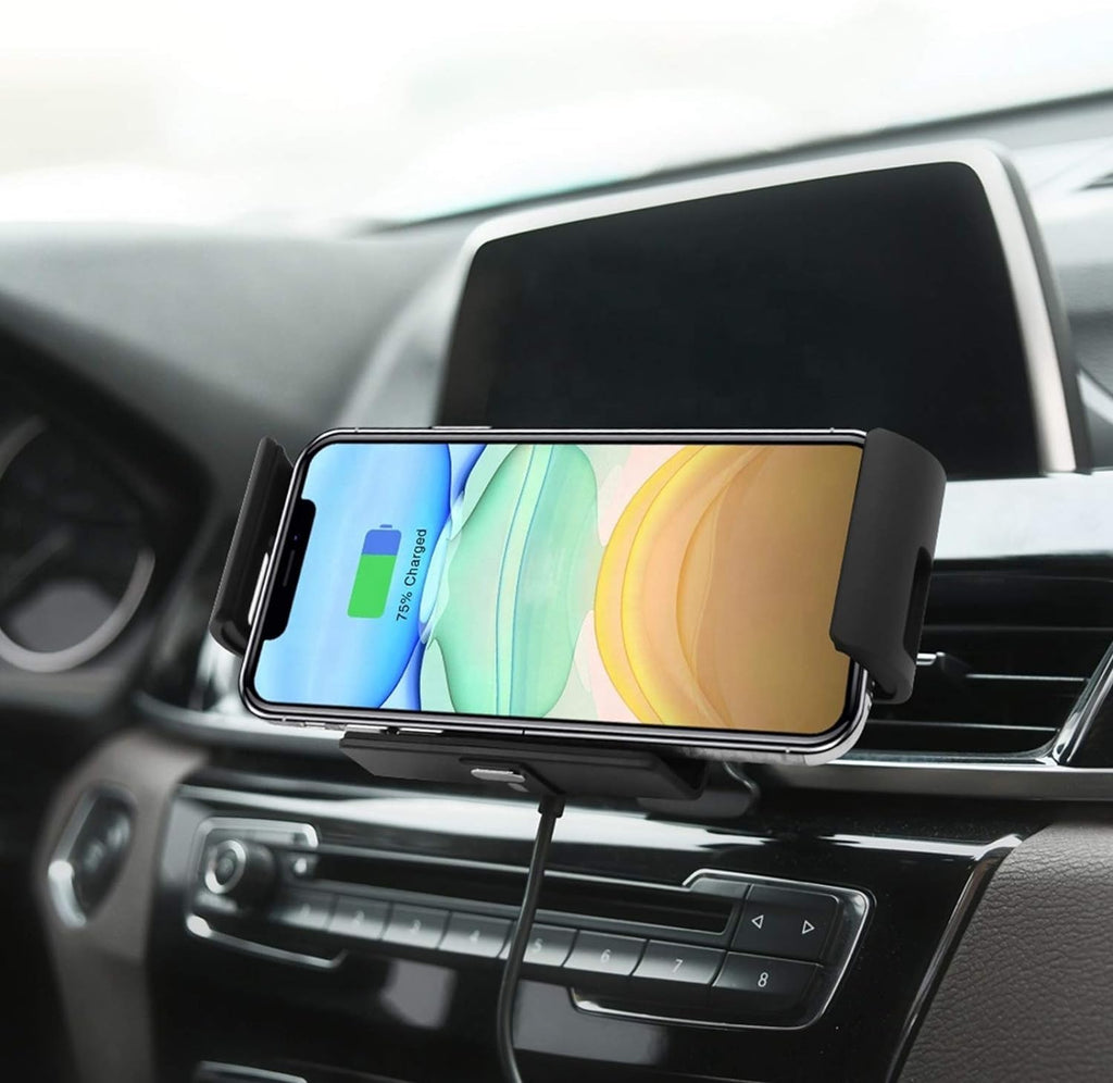 Wireless Car Charger with Adhesive and Clamp Mounts