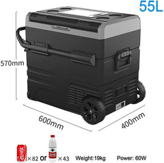 Wheeled Portable Car Refrigerator, 55 L