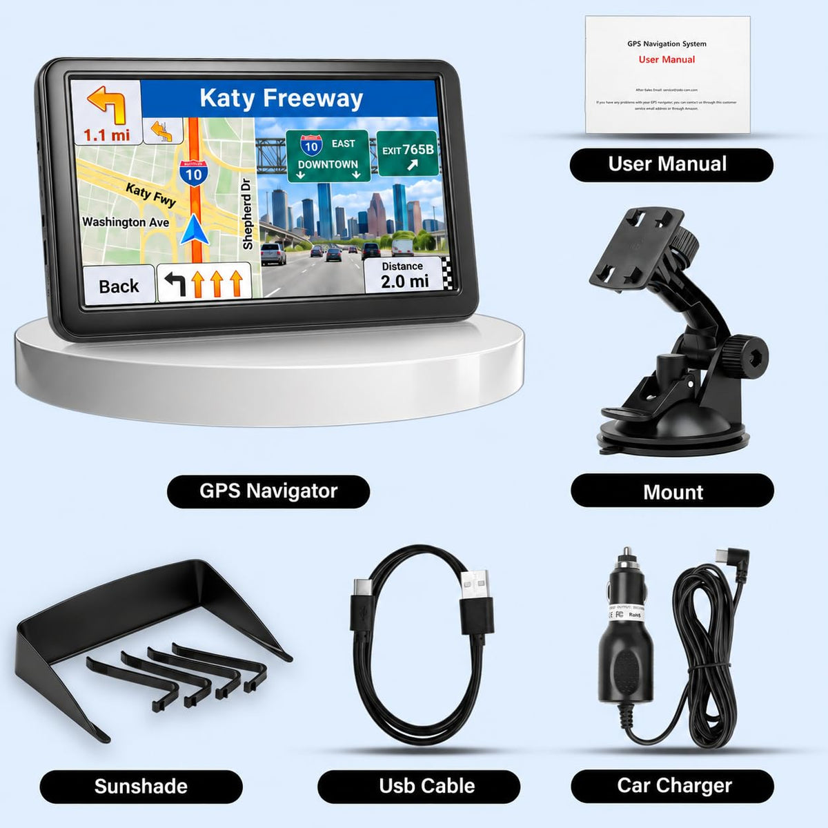 Seven-Inch Touchscreen GPS Navigator for Cars and Trucks