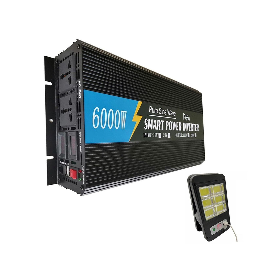 Pure-Sine-Wave Inverter with Battery Cables and Display