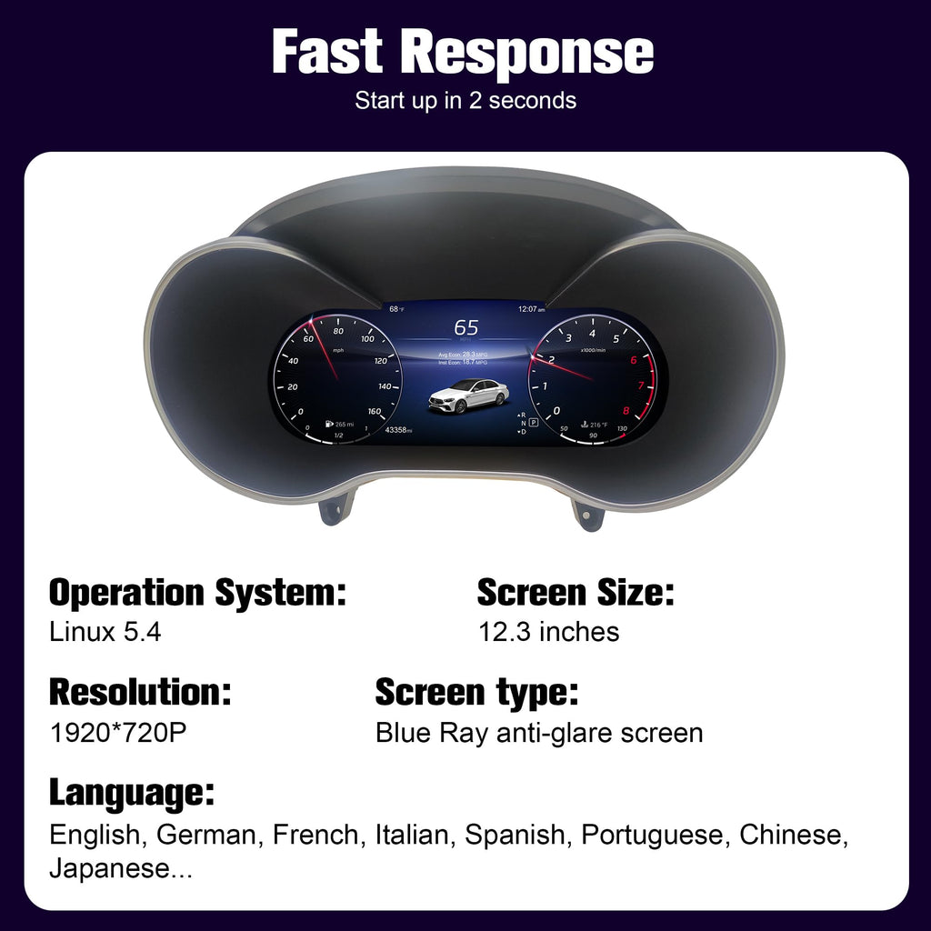 12.3-Inch Instrument Cluster for Mercedes-Benz W205/W253
