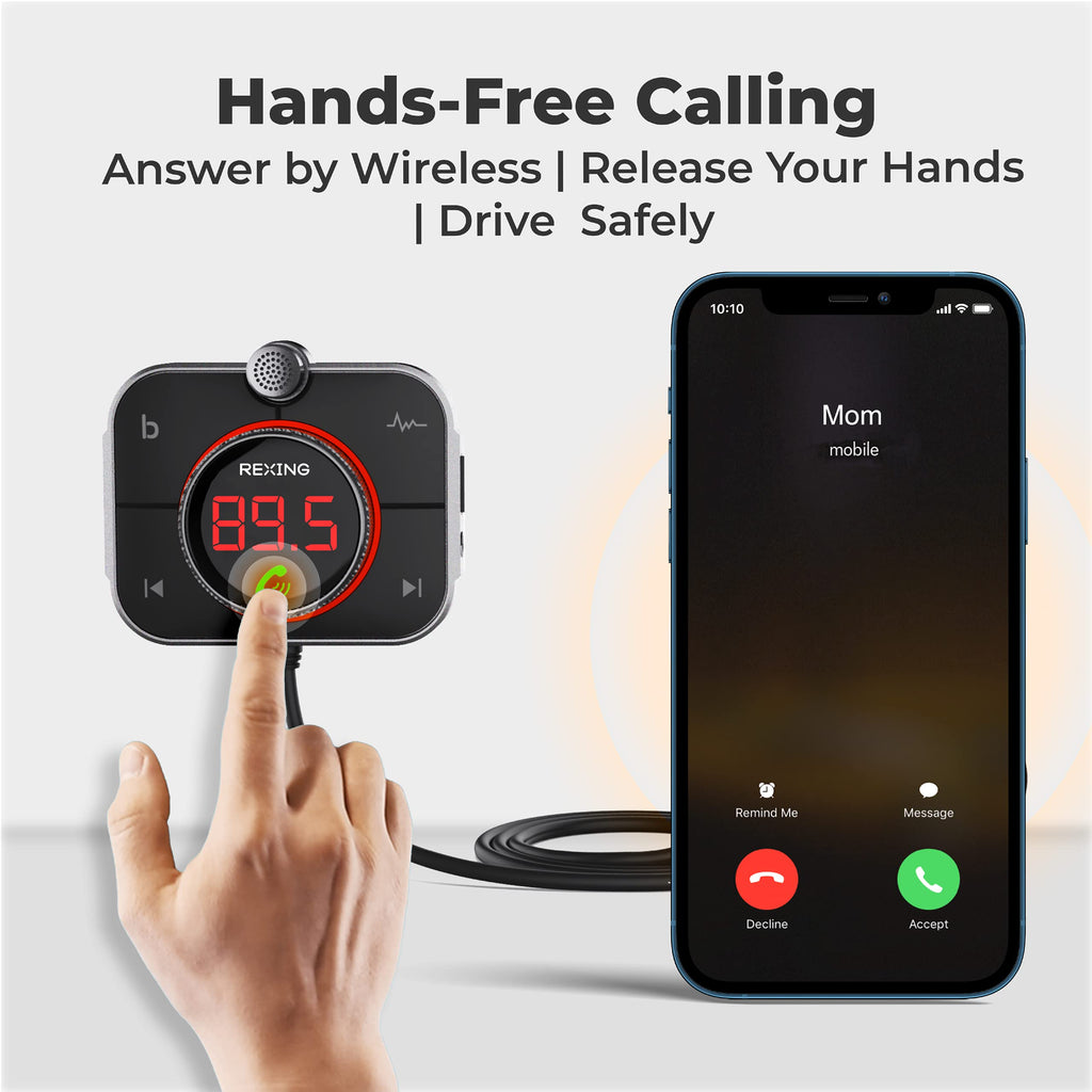 FM and AUX Bluetooth Adapter with MicroSD Playback