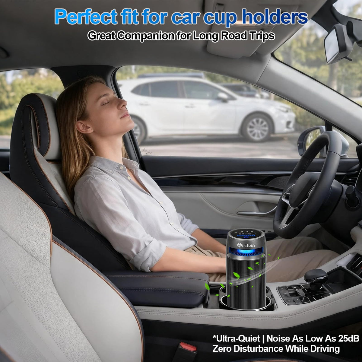 Cup-Holder Air Purifier with Monitoring Display