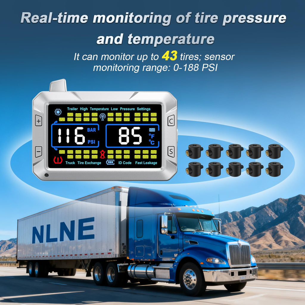 RV Tire Pressure Monitor with Flow-Through Sensor Options