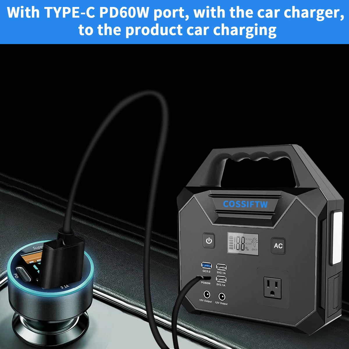 12V Jump Starter with AC, USB and DC Power Outputs