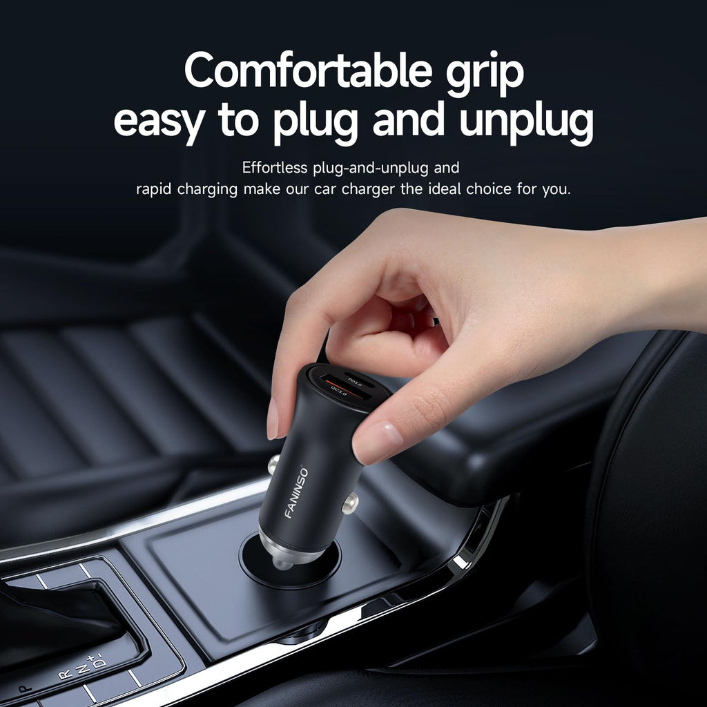 Dual-Port USB-C and USB-A Car Charger