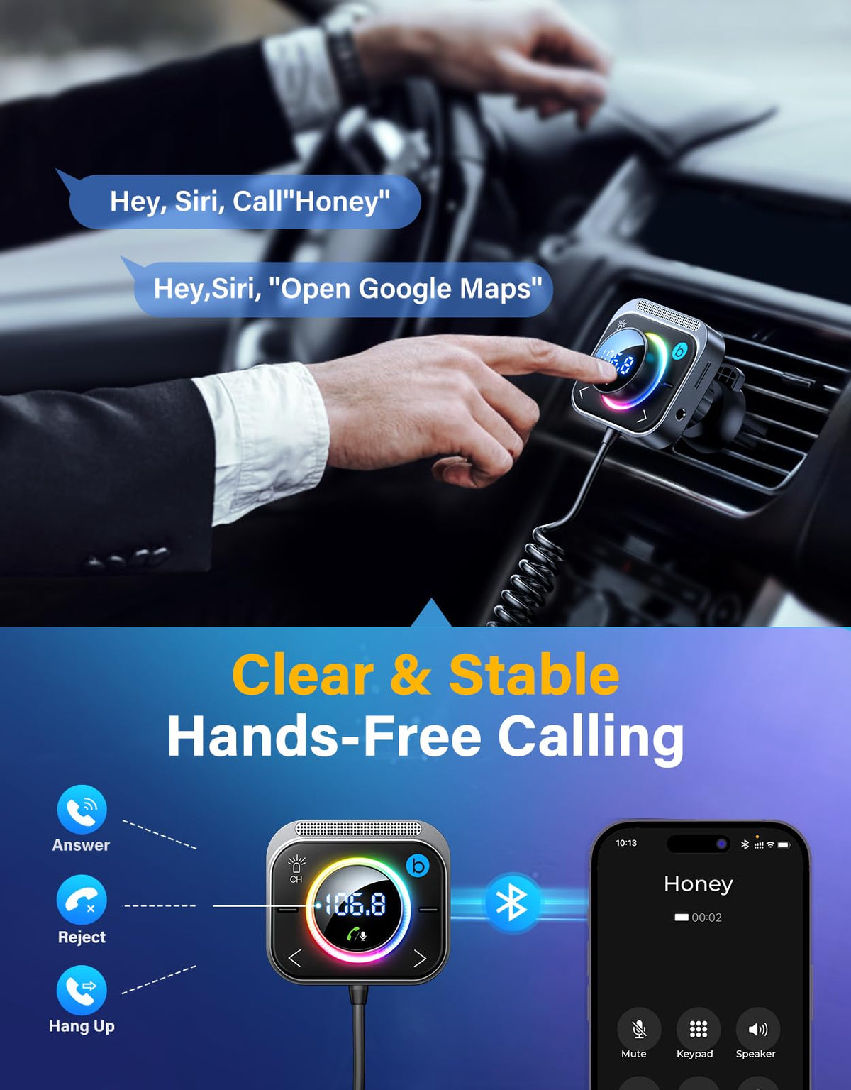 FM Transmitter and Bluetooth AUX Adapter Bundle