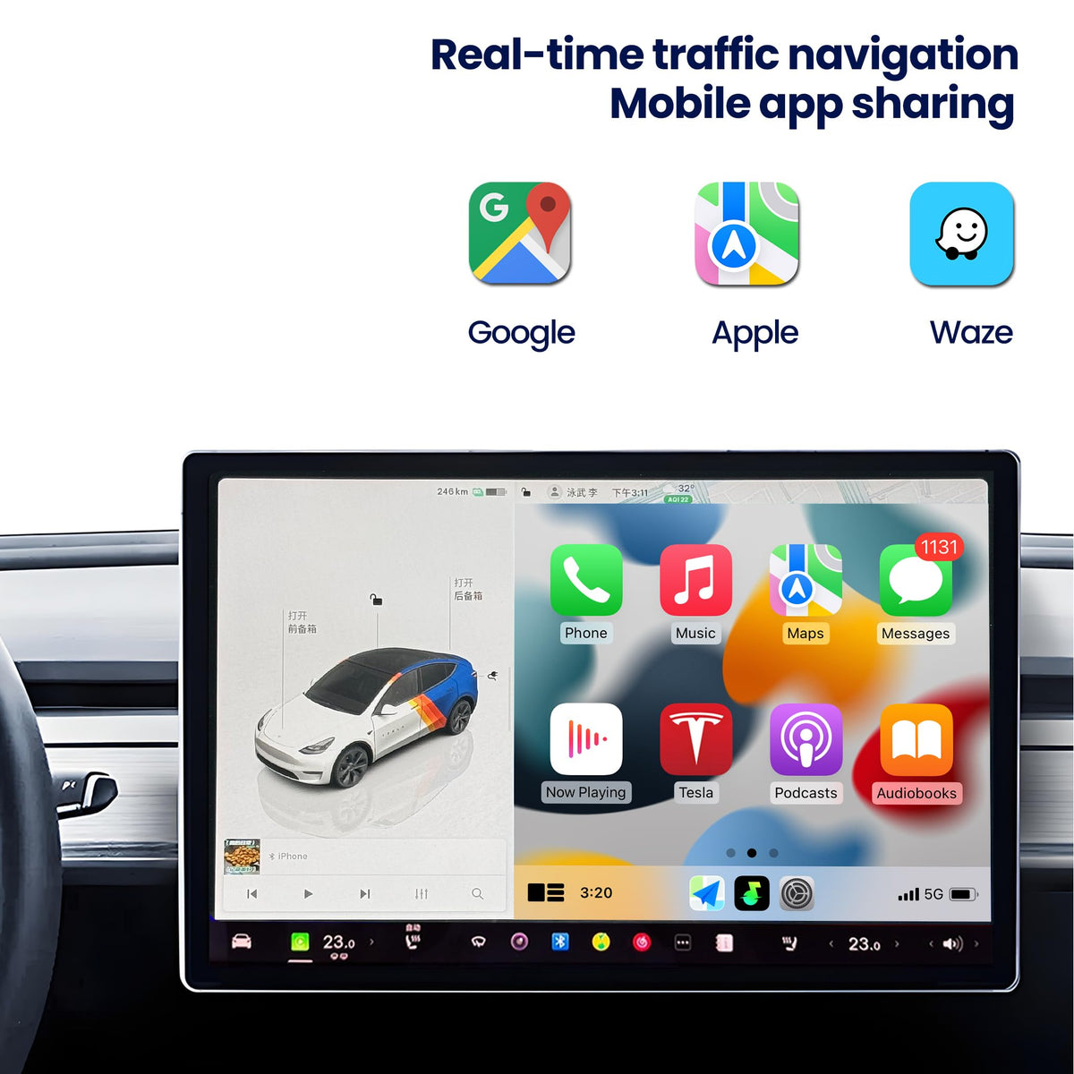 CarPlay and Android Auto Module for Tesla Model 3/Y