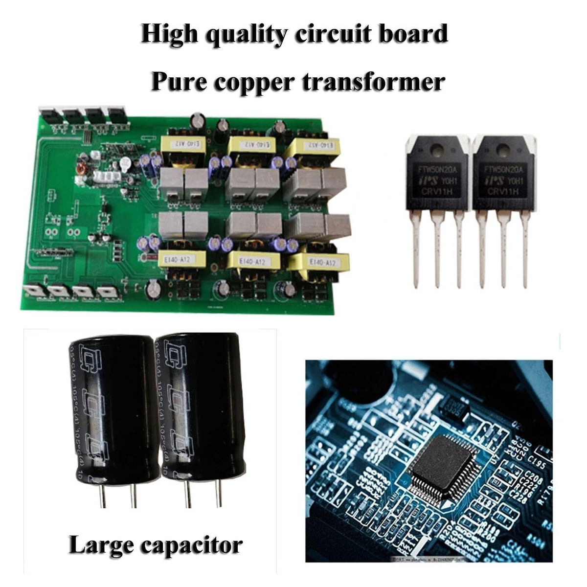Pure-Sine-Wave Inverter with Battery Cables and Display