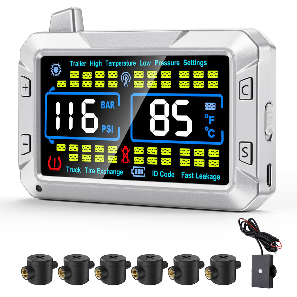 RV Tire Pressure Monitor with Flow-Through Sensor Options