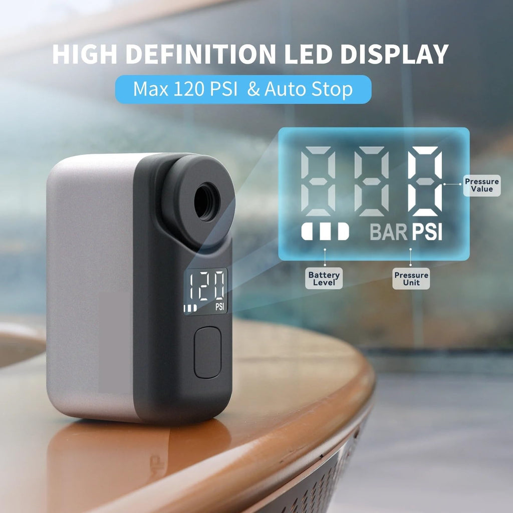 Rechargeable Mini Bicycle Tire Pump with LED Screen