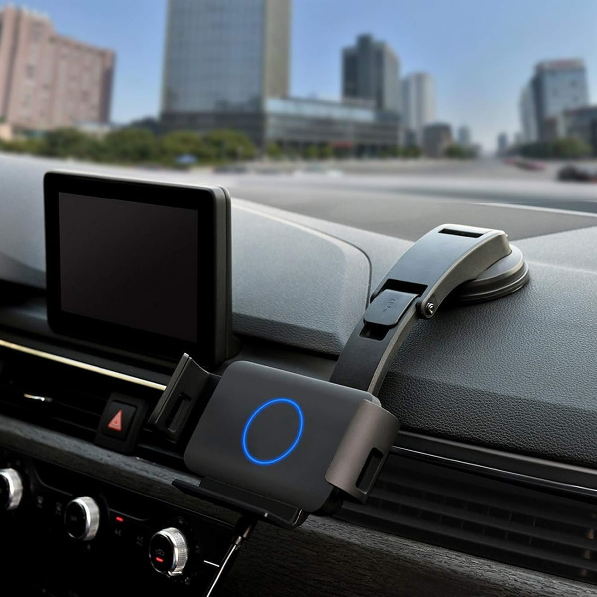 Wireless Car Charger with Adhesive and Clamp Mounts