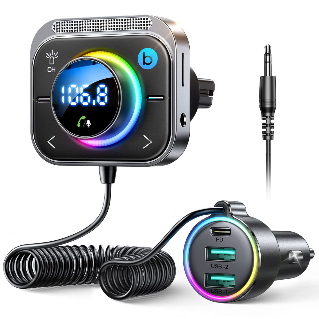 FM Transmitter and Bluetooth AUX Adapter Bundle