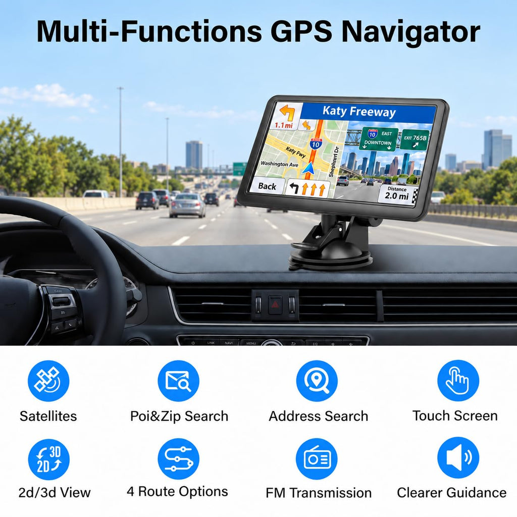 Seven-Inch Touchscreen GPS Navigator for Cars and Trucks