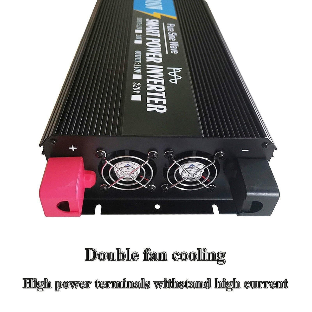 Pure-Sine-Wave Inverter with Battery Cables and Display