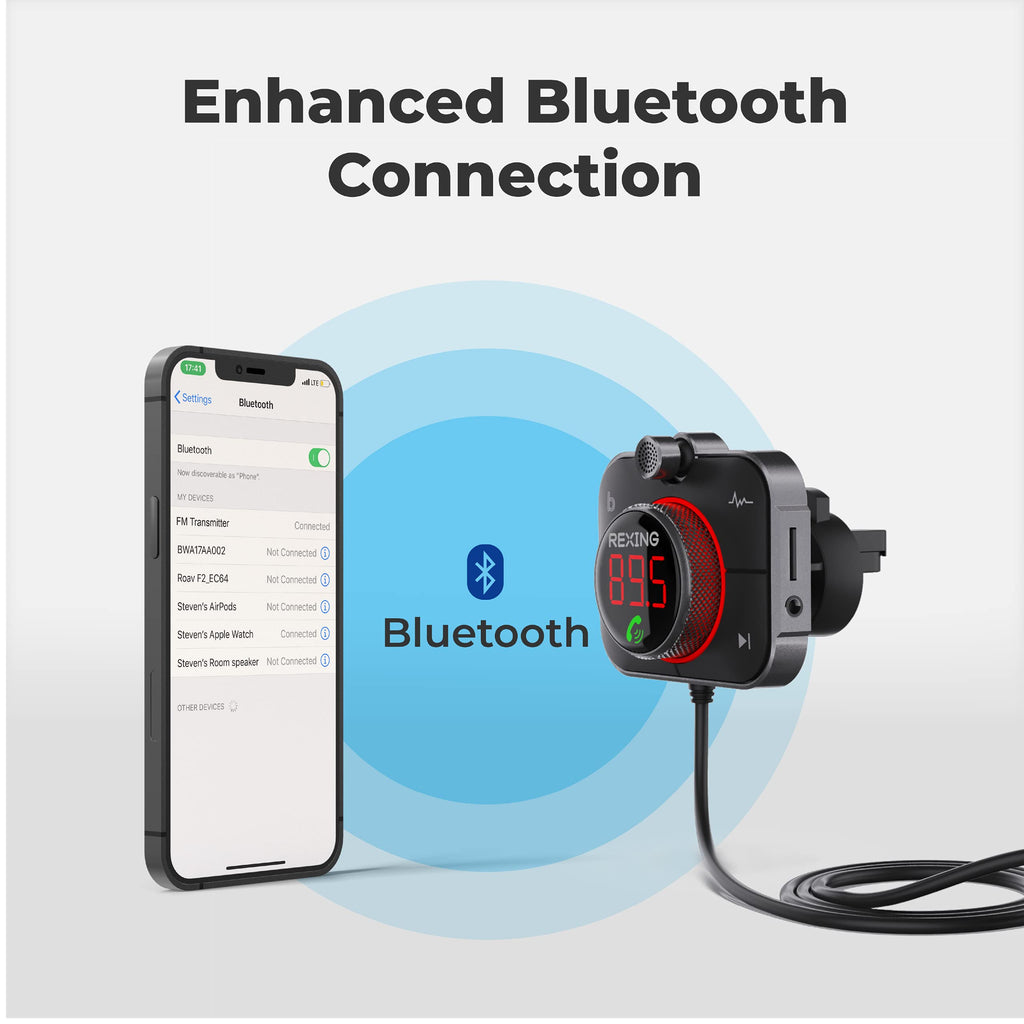 FM and AUX Bluetooth Adapter with MicroSD Playback