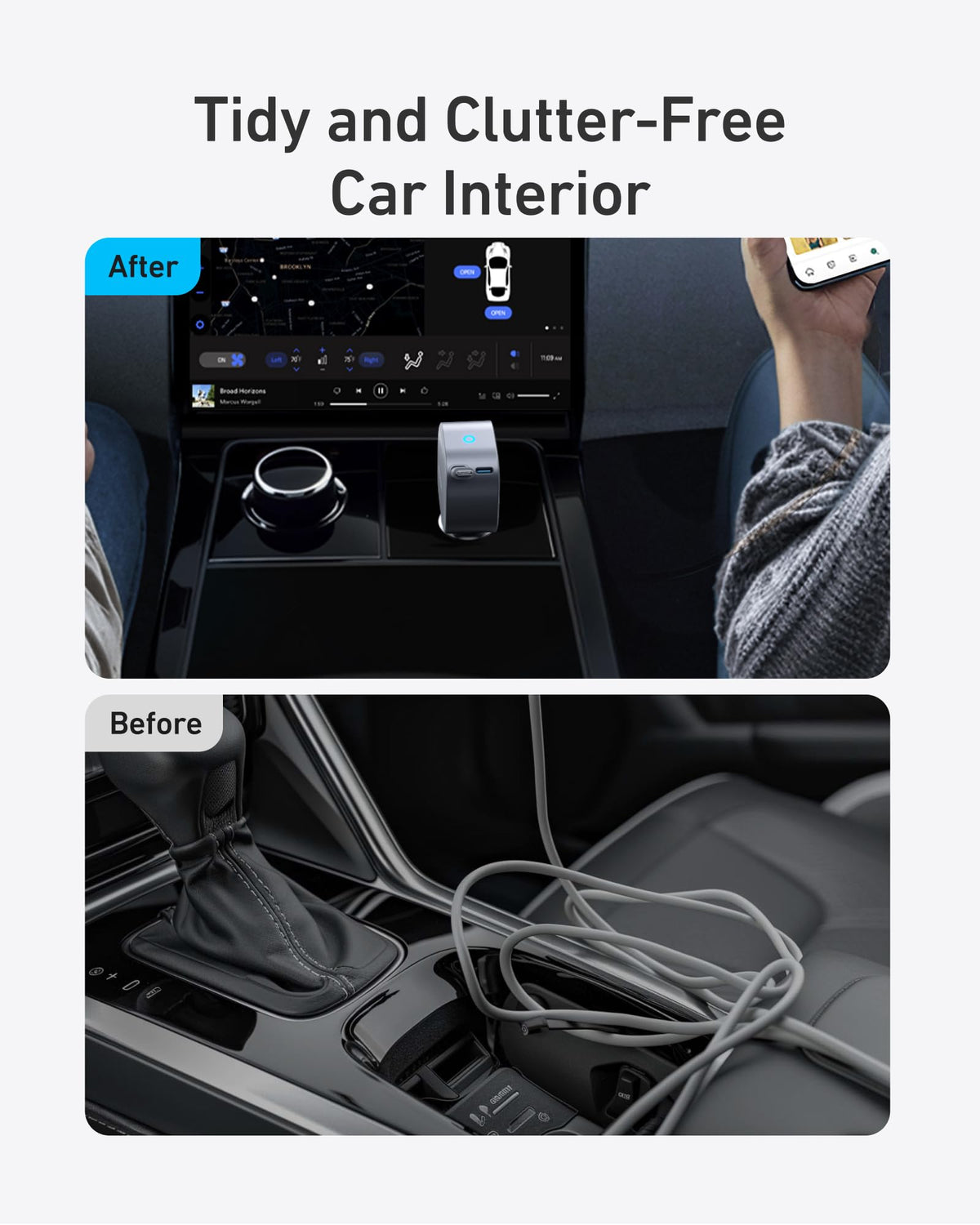 75W Retractable Car Charger and Wireless Charging Stand Bundle