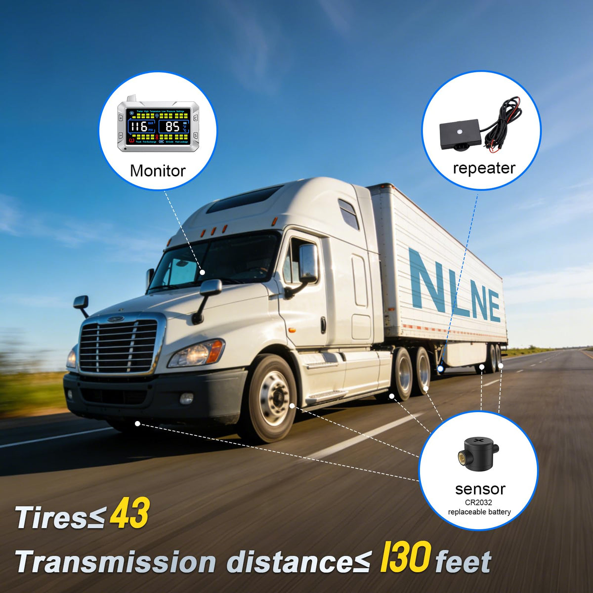RV Tire Pressure Monitor with Flow-Through Sensor Options