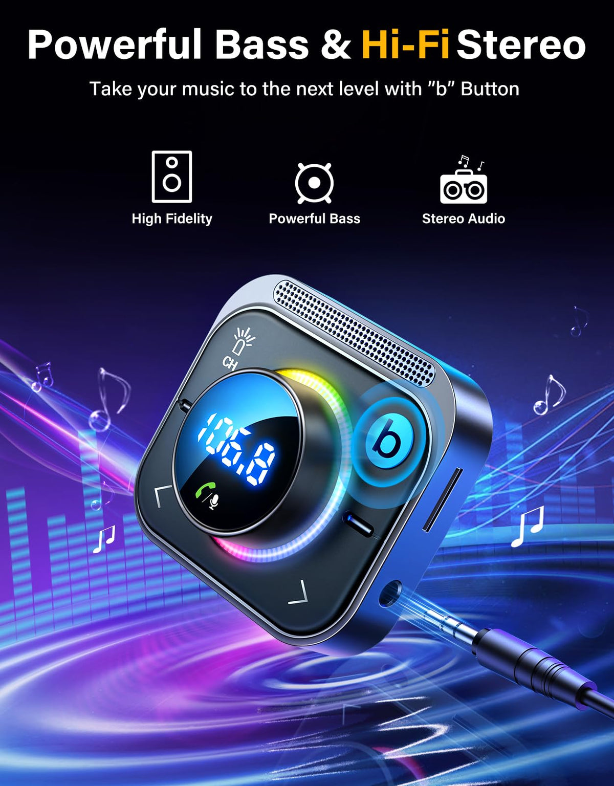 FM Transmitter and Bluetooth AUX Adapter Bundle