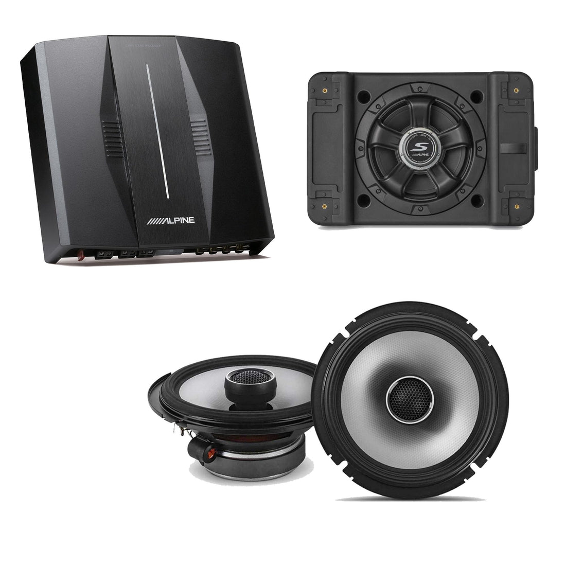 DSP Amplifier, Shallow Subwoofer and Speaker Bundle