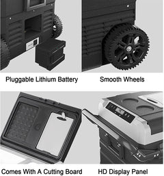 Wheeled Portable Car Refrigerator, 55 L