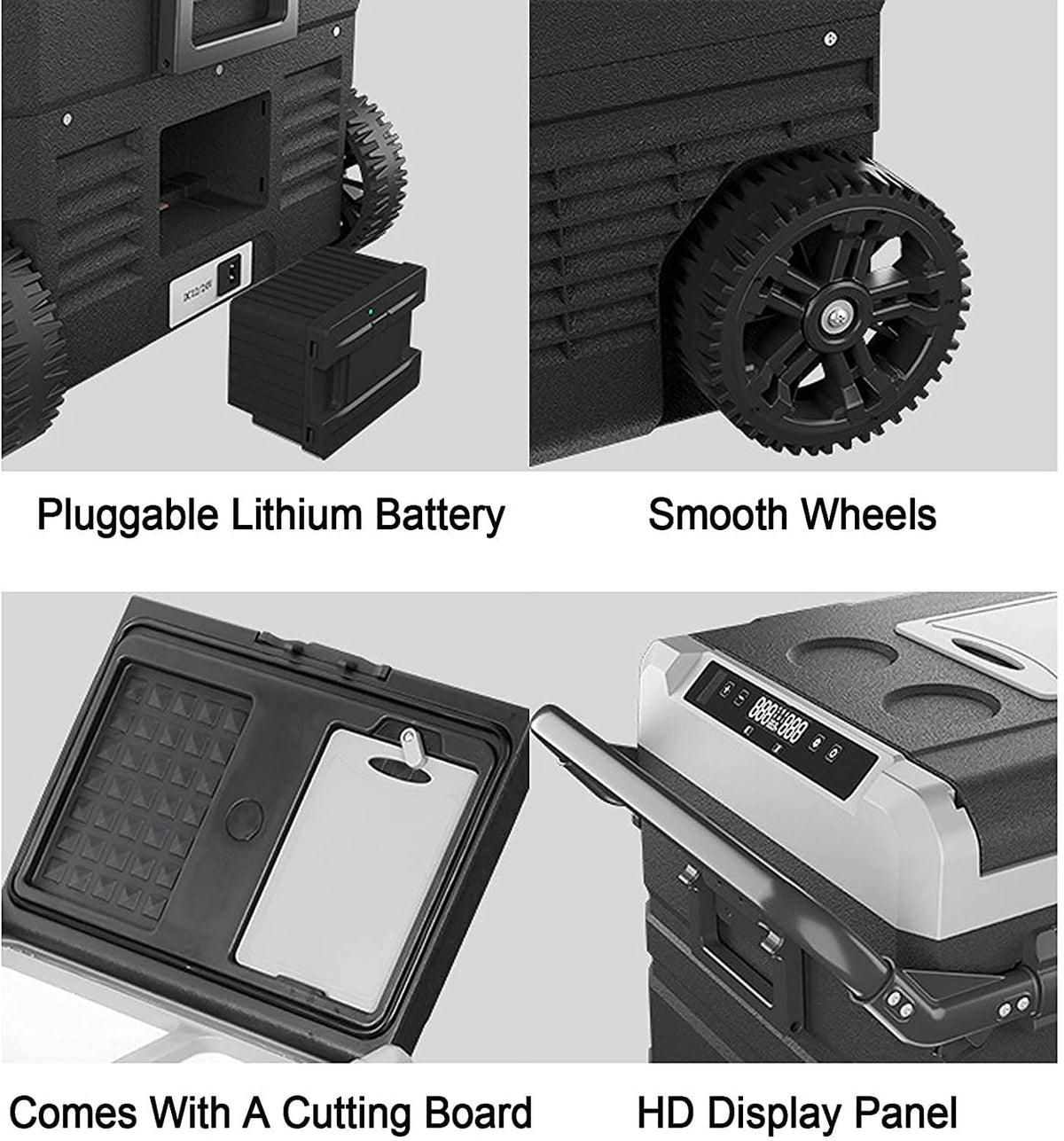 Wheeled Portable Car Refrigerator, 55 L