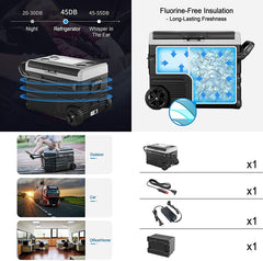 Wheeled Portable Car Refrigerator, 55 L