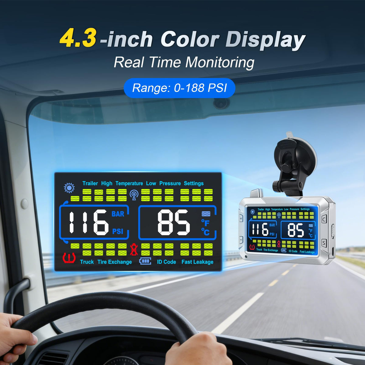 RV Tire Pressure Monitor with Flow-Through Sensor Options
