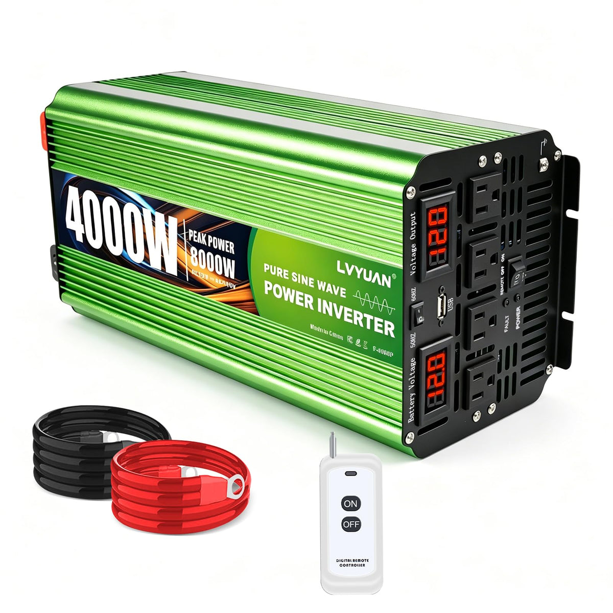 Pure-Sine-Wave Inverter with Remote and AC Outlets