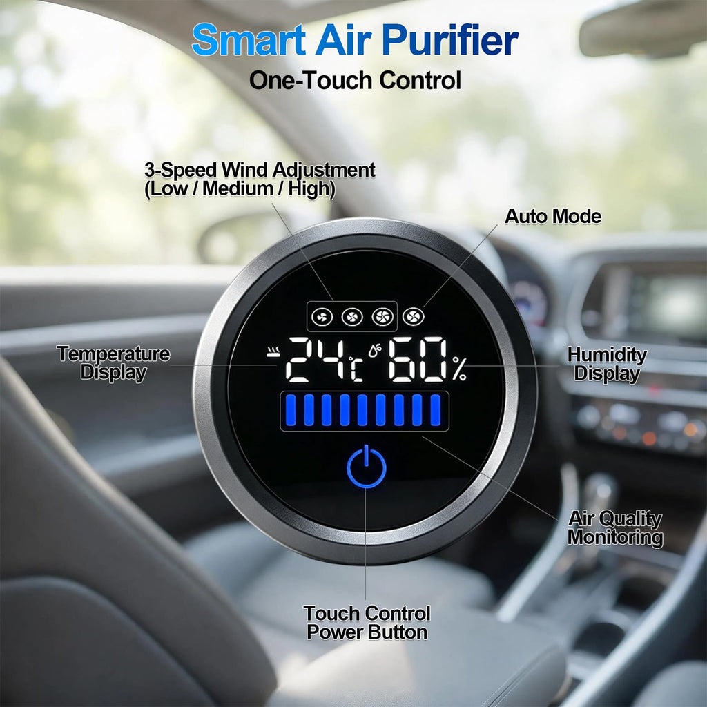 Cup-Holder Air Purifier with Monitoring Display