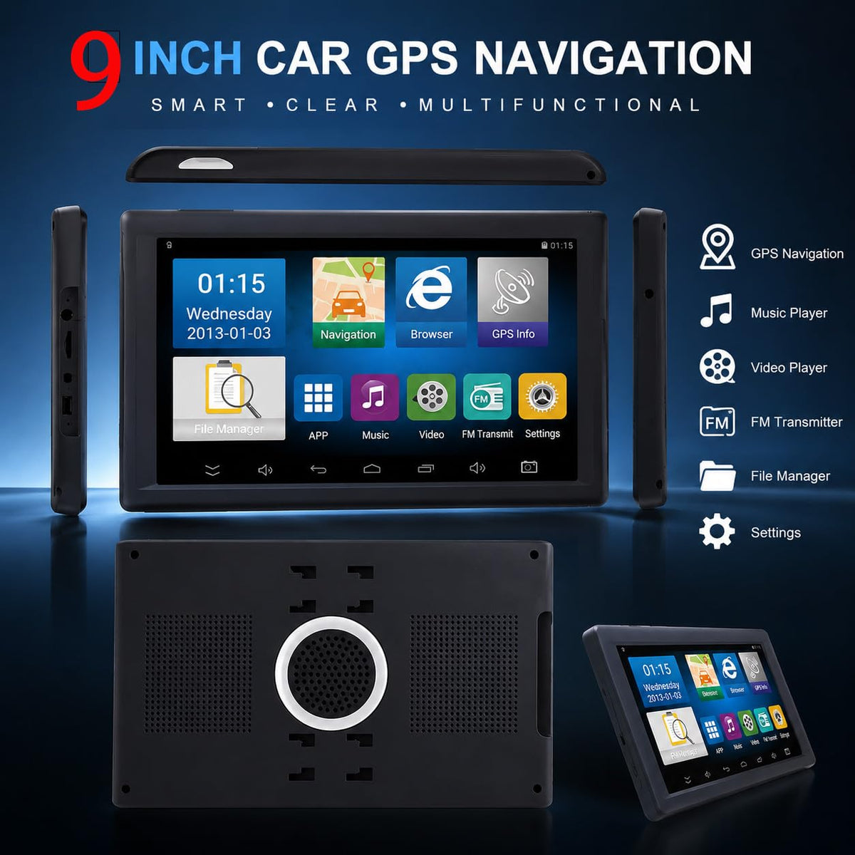Nine-Inch GPS Navigator with FM Audio Transmission