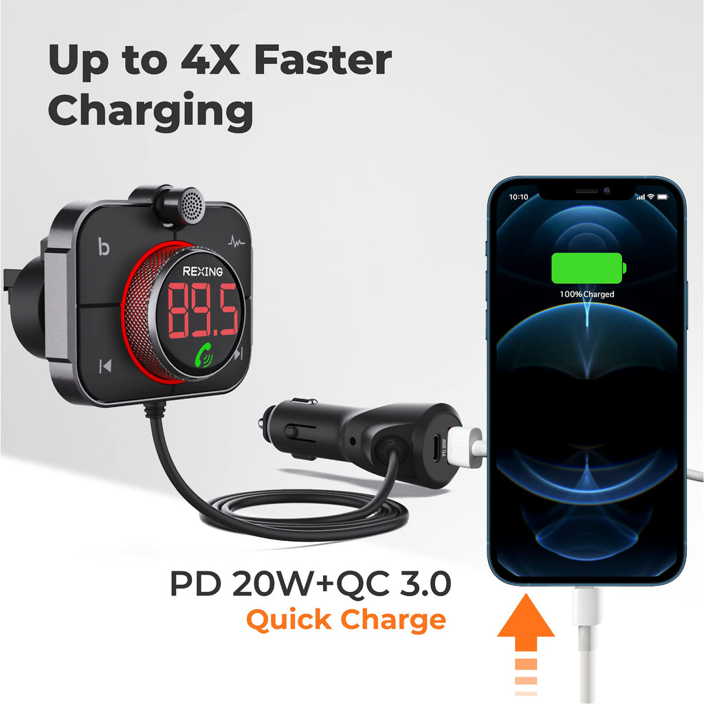 FM and AUX Bluetooth Adapter with MicroSD Playback