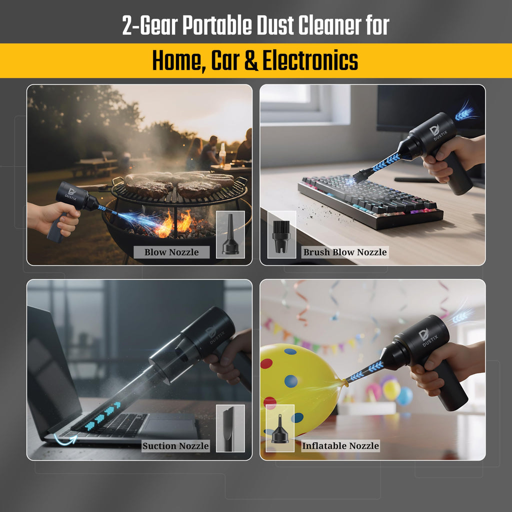 Rechargeable Car Vacuum with Blower and Inflator Functions