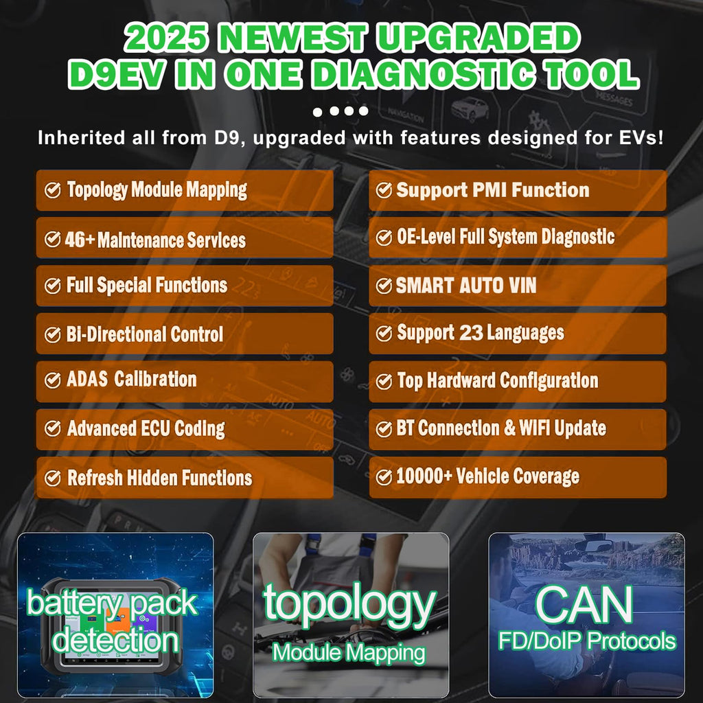 D9EV Diagnostic Scanner with EV Battery Analysis