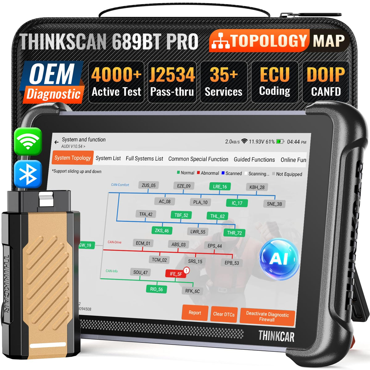 689BT PRO Diagnostic Scanner and FCA Bypass Cable Kit