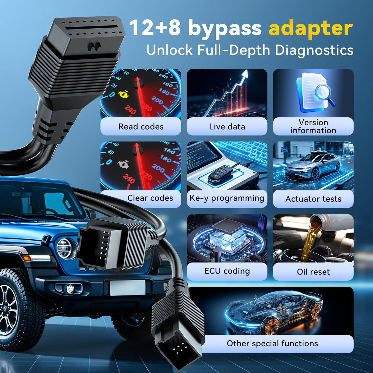 689BT PRO Diagnostic Scanner and FCA Bypass Cable Kit